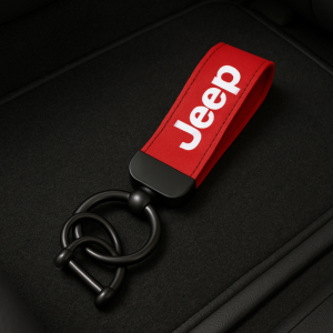 سلسلة مفاتيح جلد ومعدن مع شعار سيارة جيب Jeep