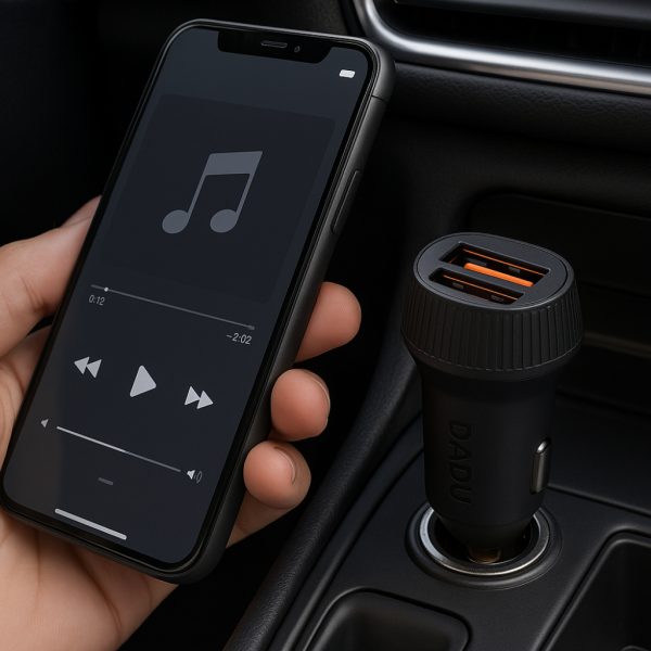 ⁦شاحن سيارة Dadu DC-133 بمدخلين USB مع كابل شحن سريع – أسود⁩ - الصورة ⁦2⁩