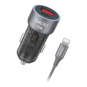 شاحن سيارة Dadu DC-127 بمدخل USB ومنفذ Type-C مع كابل شحن سريع – 55 واط