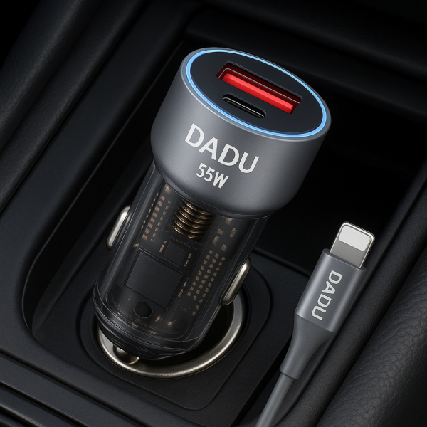 ⁦شاحن سيارة Dadu DC-127 بمدخل USB ومنفذ Type-C مع كابل شحن سريع – 55 واط⁩ - الصورة ⁦2⁩