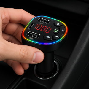 جهاز P25 مشغل سيارة FM بلوتوث 5.3 مع شاحن USB مزدوج (يشمل Type-C) بقدرة 3.1 أمبير