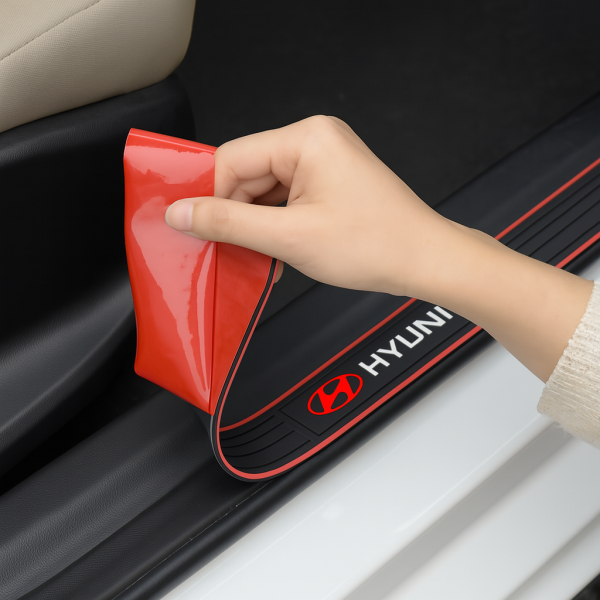 ⁦لصاقات حماية عتب الأبواب بشعار HYUNDAI – طقم 4 قطع⁩ - الصورة ⁦3⁩