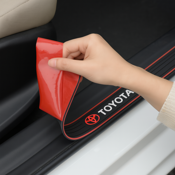 ⁦لصاقات حماية عتب الأبواب بشعار TOYOTA – طقم 4 قطع⁩ - الصورة ⁦4⁩