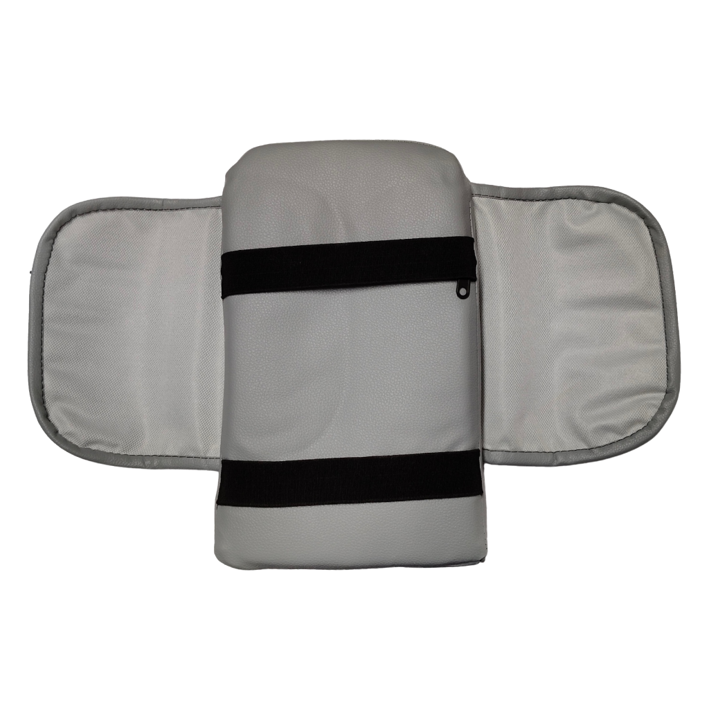 مخدع ذراع سيارة بجيوب جانبية – جلد صناعي رمادي – نقشة تموجات ناعمة - الصورة 3