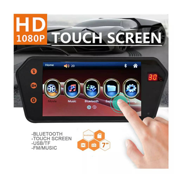 ⁦شاشة عرض ومراية ذكية للسيارة – 7 بوصة – HD 1080P – Bluetooth – USB/TF – FM/Music – Mirror Link⁩ - الصورة ⁦2⁩