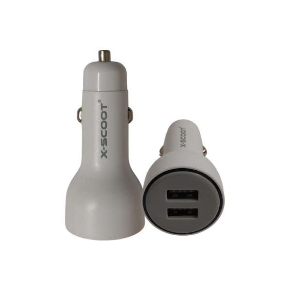 ⁦شاحن سيارة بمنفذين USB من X-SCOOT لون ابيض – يدعم الشحن السريع – موديل XC-312⁩ - الصورة ⁦5⁩