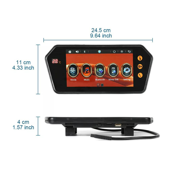 ⁦شاشة عرض ومراية ذكية للسيارة – 7 بوصة – HD 1080P – Bluetooth – USB/TF – FM/Music – Mirror Link⁩ - الصورة ⁦5⁩