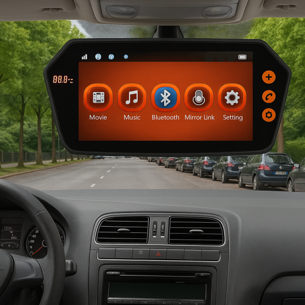⁦شاشة عرض ومراية ذكية للسيارة – 7 بوصة – HD 1080P – Bluetooth – USB/TF – FM/Music – Mirror Link⁩ - الصورة ⁦4⁩
