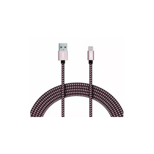 كابل شحن USB إلى Micro USB مضفر – لون وردي وأسود