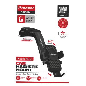 Pioneer حامل جوال مغناطيسي للسيارة – HL-21 – دوران 360° مع قفل زاوية
