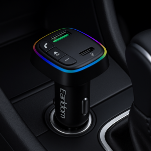 Earldom M104 RGB Car Charger – شاحن سيارة سريع بإضاءة RGB ومشغل موسيقى بلوتوث