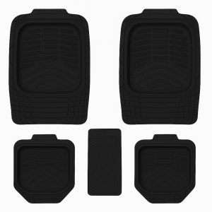 طقم دواسات أرضية مطاطية للسيارة – 5 قطع (أمامي + خلفي) – لون أسود