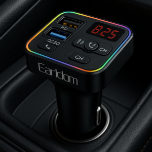 Earldom M109 RGB Car Charger – شاحن سيارة ذكي سريع الشحن (4 في 1) بإضاءة RGB وشاشة رقمية