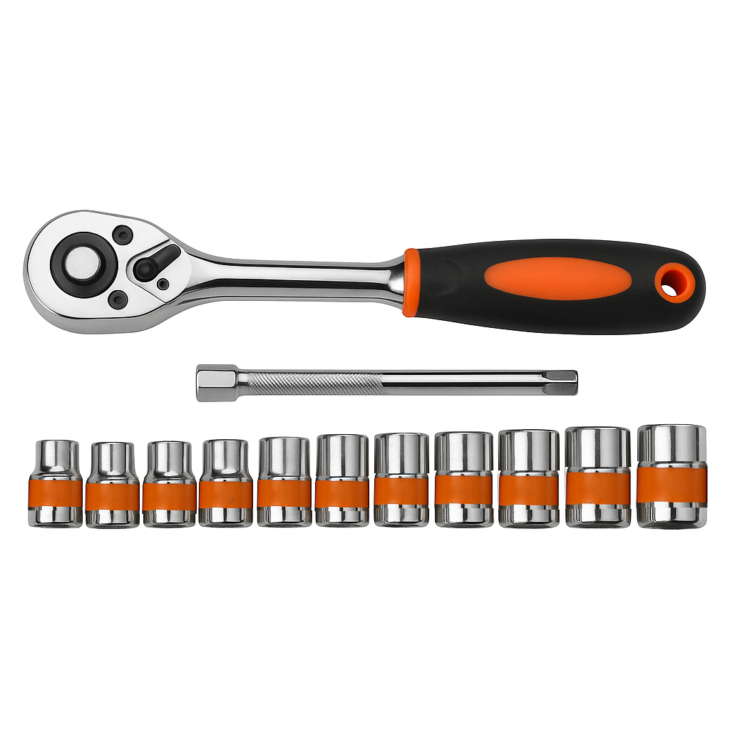 طقم مفتاح بساتم احترافي BISSO – 12 قطعة – فولاذ كروم فاناديوم – 1/2 Drive