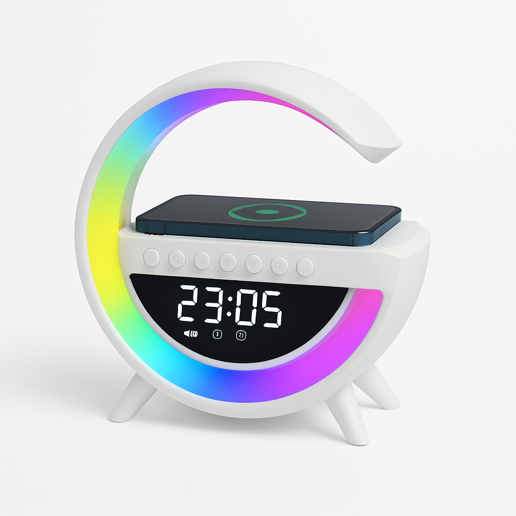 ساعة مكتبية ذكية و سماعة بلوتوث وشاحن لاسلكي RGB AN2304 - الصورة 3
