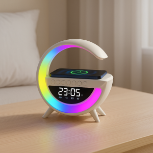 ساعة مكتبية ذكية مع سماعة بلوتوث وشاحن لاسلكي وإضاءة RGB AN2304 Mini